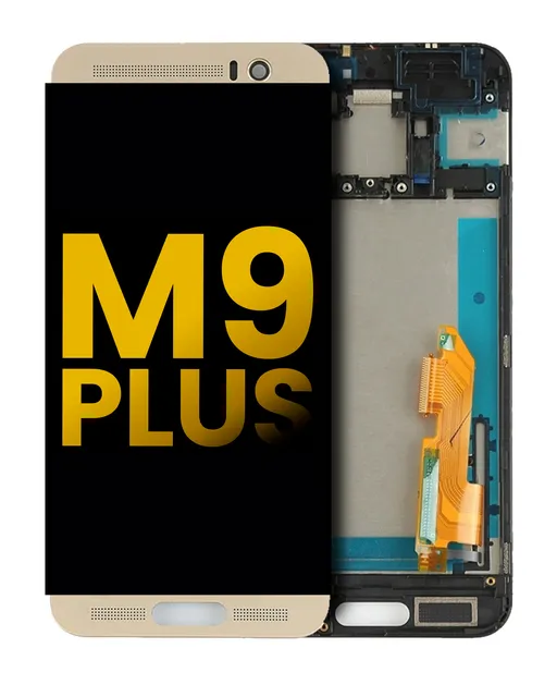 LCD displej s rámečkem pro HTC M9 Plus (zlatá)
