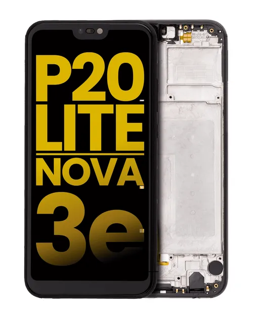 LCD displej s rámečkem pro Huawei P20 Lite / Nova 3e (repasovaný) (černá)