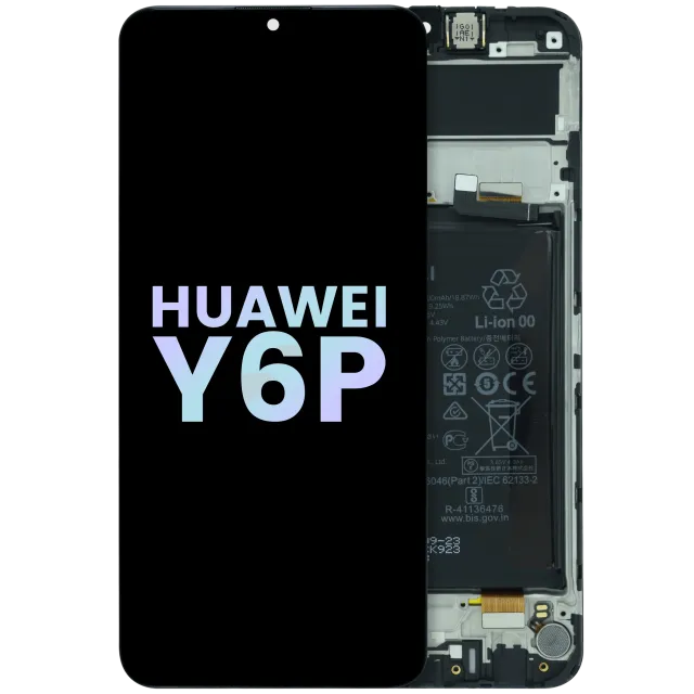 LCD displej s rámečkem pro Huawei Y6P (2020) (Service Pack) (Midnight Black)