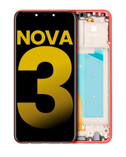 LCD displej s rámečkem pro Huawei Nova 3 (repasovaný) (červená)