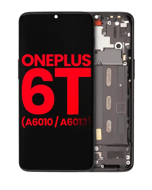 OLED displej s rámečkem pro OnePlus 6T (A6010 / A6013) (Aftermarket Plus) (Midnight Black)