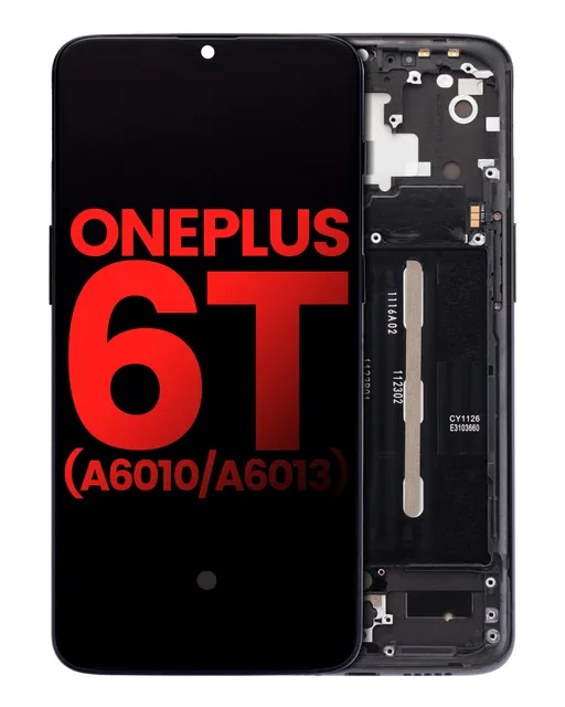 OLED displej s rámečkem pro OnePlus 6T (A6010 / A6013) (Aftermarket Plus) (Mirror Black)
