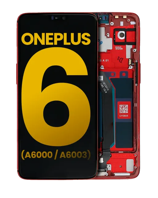 OLED displej s rámečkem pro OnePlus 6 (A6000 / A6003) (repasovaný) (Amber Red)