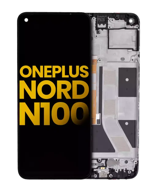 LCD displej s rámečkem pro OnePlus Nord N100 (repasovaný) (černá)