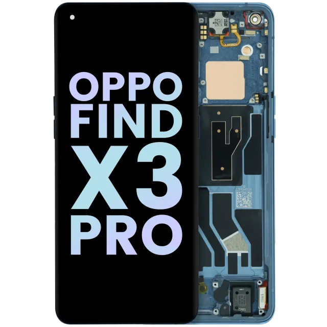 OLED displej s rámečkem pro Oppo Find X3 Pro (2021) (Service Pack) (modrá)