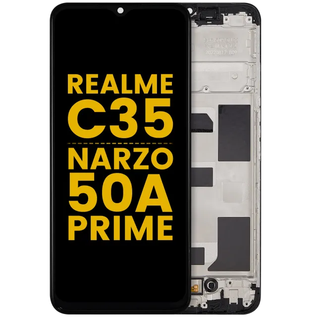 LCD displej s rámečkem pro Realme C35 / Narzo 50A Prime (repasovaný) (všechny barvy)