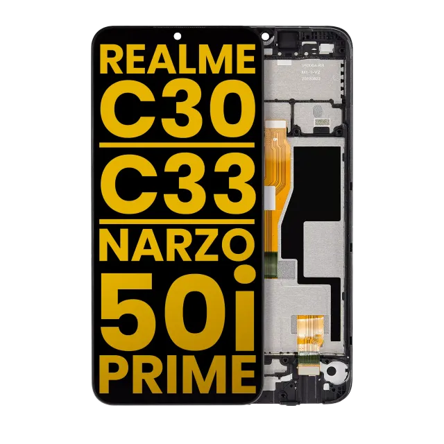 LCD displej s rámečkem pro Realme C30 / C33 / Narzo 50i Prime (repasovaný) (všechny barvy)