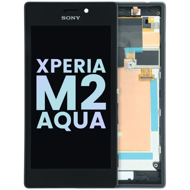 LCD displej s rámečkem pro Sony Xperia M2 Aqua (Genuine) (černá)