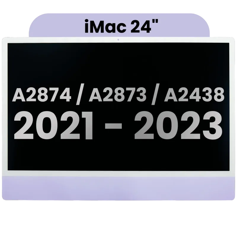 Kompletní LCD displej pro iMac 24" A2874 / A2873 (2023) / A2438 / A2439 (2021) (LG204A-215 LM235UH1 SDD1) (Used OEM Pull: Grade A) （Small Camera hole） (fialová)