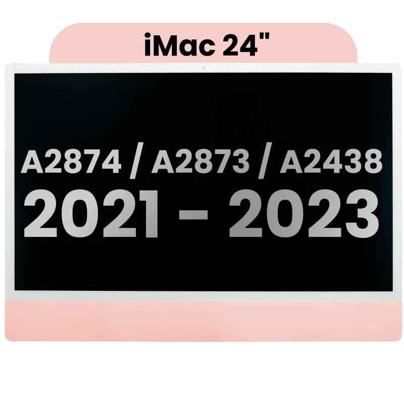 Kompletní LCD displej pro iMac 24" A2874 / A2873 (2023) / A2438 / A2439 (2021) (LG204A-215 LM235UH1 SDD1) (Used OEM Pull: Grade A) （Small Camera hole） (růžová)