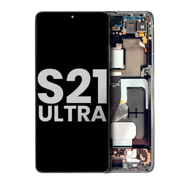 OLED displej s rámečkem pro Samsung Galaxy S21 Ultra 5G (originál z vyřazeného zařízení, stav A) (černá)