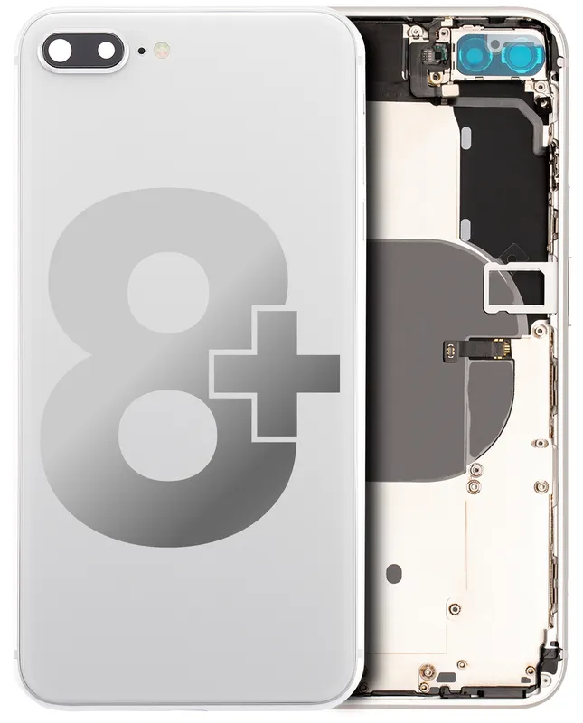 Zadní kryt (housing) s drobnými díly pro iPhone 8 Plus (originál z vyřazeného zařízení, stav C) (stříbrná)