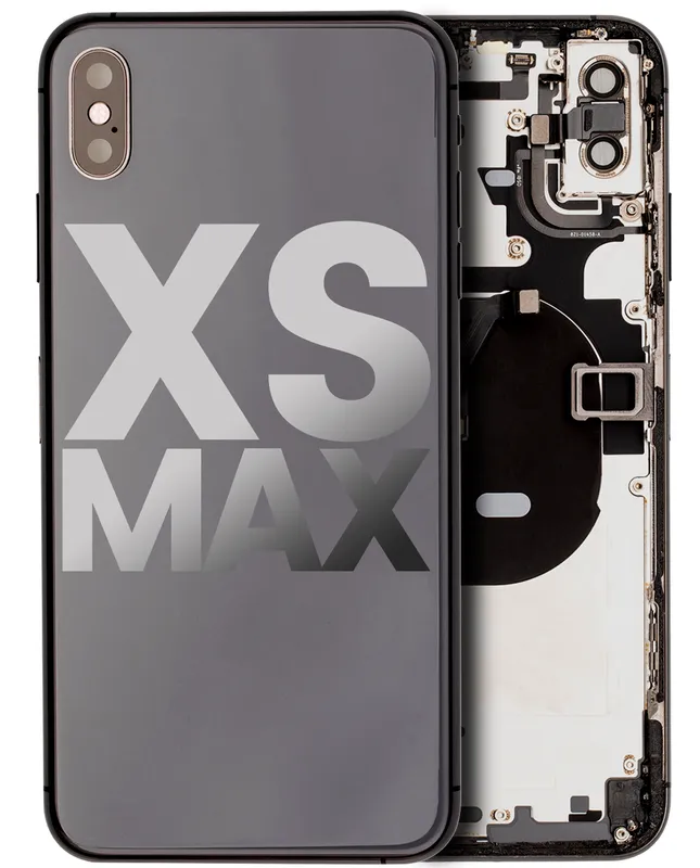 Zadní kryt (housing) s drobnými součástkami (předinstalováno) pro iPhone XS Max (originál z vyřazeného zařízení, stav C) (vesmírně šedá)