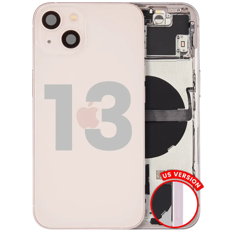 Zadní kryt (housing) s drobnými díly pro iPhone 13 (US verze) (originál z vyřazeného zařízení, stav A) (růžová)