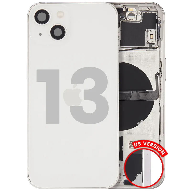 Zadní kryt (housing) s drobnými díly pro iPhone 13 (US verze) (originál z vyřazeného zařízení, stav A) (hvězdně bílá)