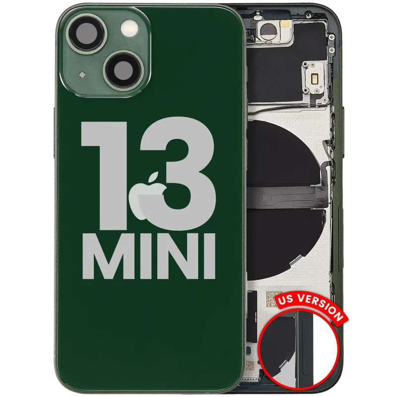 Zadní kryt (housing) s drobnými díly pro iPhone 13 mini (US verze) (originál z vyřazeného zařízení, stav A) (zelená)