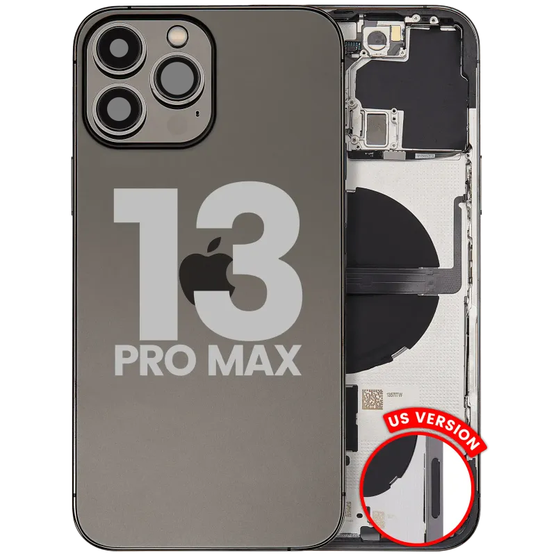 Zadní kryt (housing) s drobnými díly pro iPhone 13 Pro Max (US verze) (originál z vyřazeného zařízení, stav A) (grafitová)