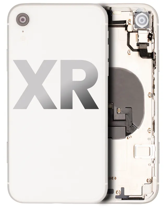 Zadní kryt (housing) s drobnými součástkami (předinstalováno) pro iPhone XR (originál z vyřazeného zařízení, stav C) (bílá)