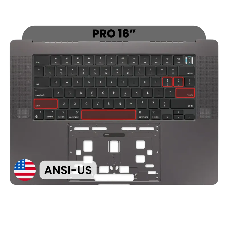 Top case s klávesnicí (americké rozložení ANSI) pro MacBook Pro 16" A2991 (2023) (vesmírně černá)