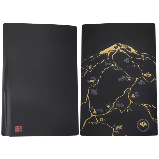 Kryty konzole (Top & Bottom) pro PlayStation 5 (1000 / 1100 / 1200) (Ghost Of Yotei) (Golden Black)