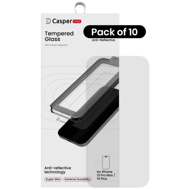 Ochranné sklo Casper Snap pro iPhone 13 Pro Max / 14 Plus (balení 10 ks) (antireflexní)