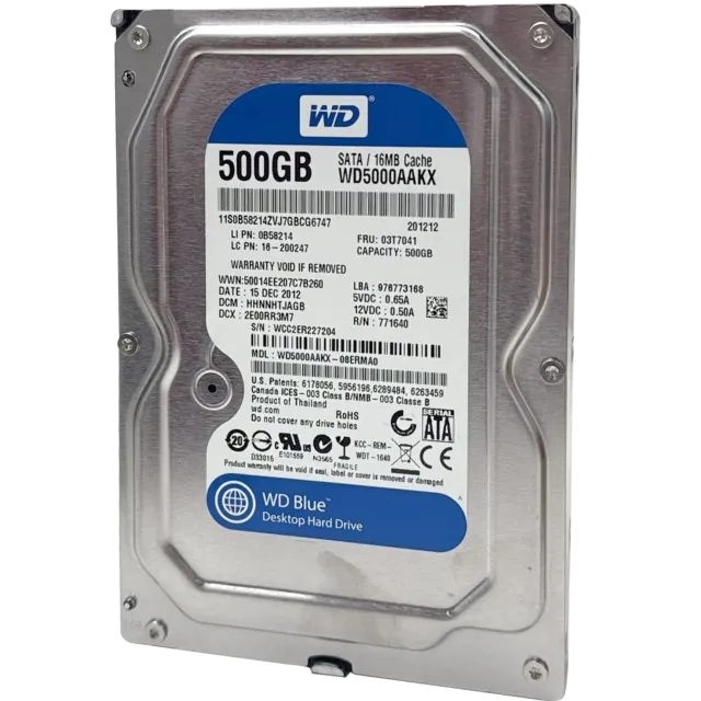 500GB WD modrý 3.5" HDD Internal Hard mechanika - 7200 RPM (26 mm) (repasovaný)