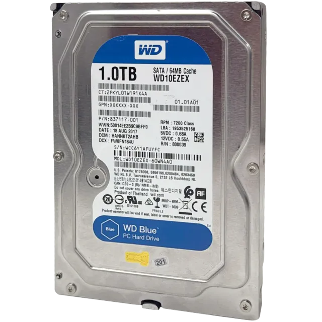 1TB WD modrý 3.5" HDD Internal Hard mechanika - 7200 RPM (26 mm) (repasovaný)