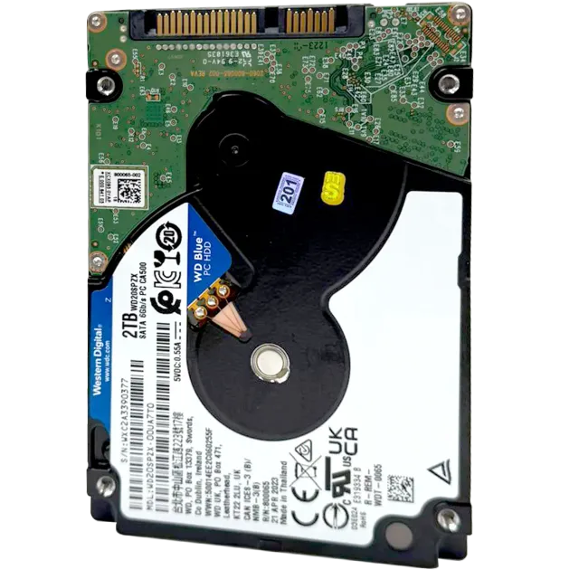 2TB WD modrý 2.5" HDD Internal Hard mechanika - 5400 RPM (7 mm) (repasovaný)