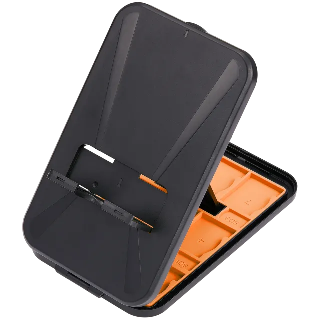 Stojan s pouzdrem na hry pro Nintendo Switch / Switch 2 / Switch Lite / Switch OLED konzole (oranžová)