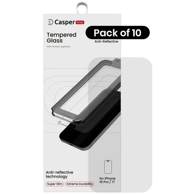 Ochranné sklo Casper Snap pro iPhone 16 Pro / 17 (antireflexní) (balení 10 ks) (antireflexní)