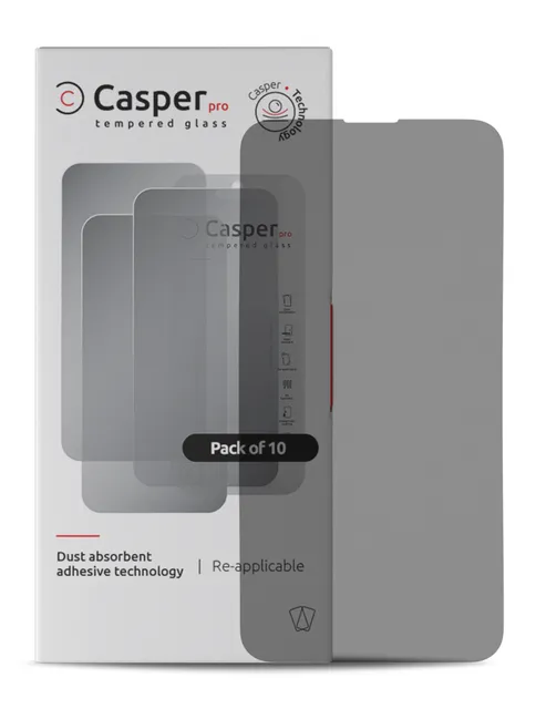 Ochranné sklo Casper Pro pro iPhone 13 / 13 Pro / 14 / 16e / 17e (balení 10 ks) (privátní)