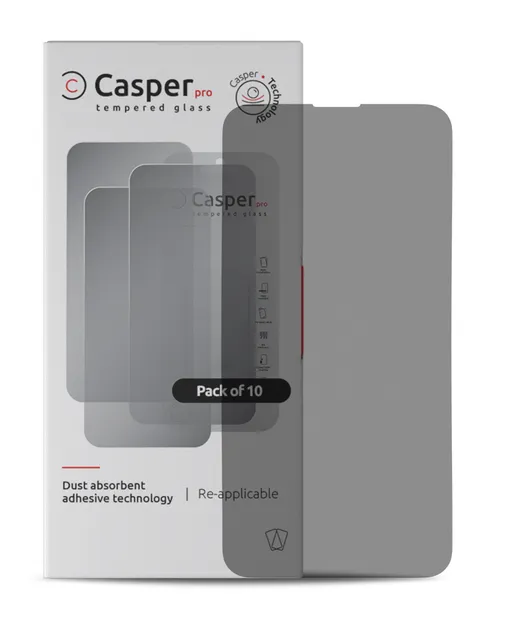 Ochranné sklo Casper Pro pro iPhone 15 Plus / 16 Plus (balení 10 ks) (privátní)