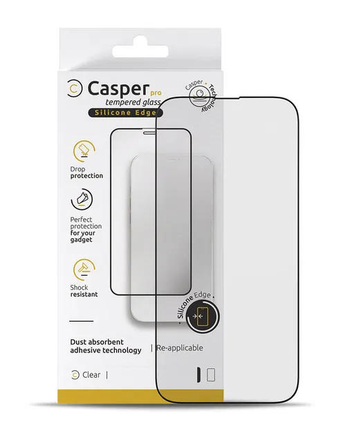 Ochranné sklo Casper Pro (silikonové) pro iPhone 15 Pro (v krabičce) (průhledné)