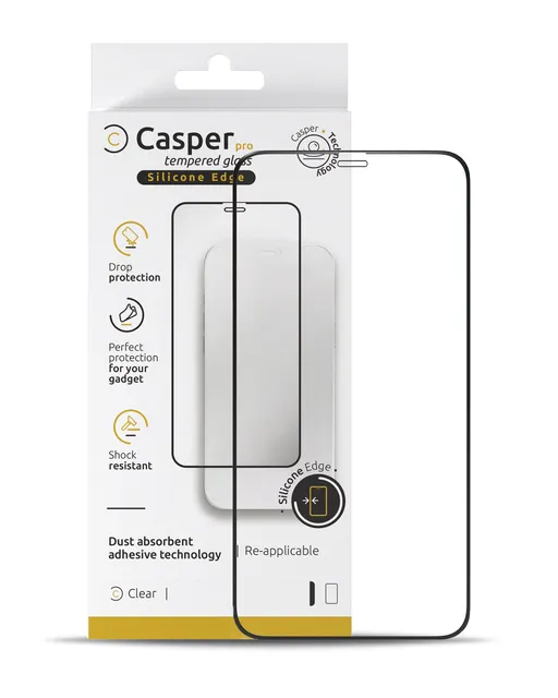 Ochranné sklo Casper Pro (silikonové) pro iPhone 13 / 13 Pro / 14 / 16e / 17e (v krabičce) (průhledné)