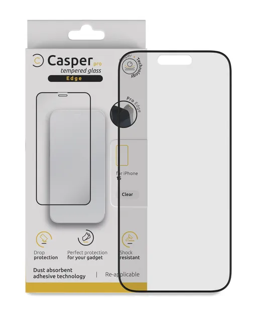 Ochranné sklo Casper Pro Edge pro iPhone 15 / 16 (v krabičce) (průhledné)
