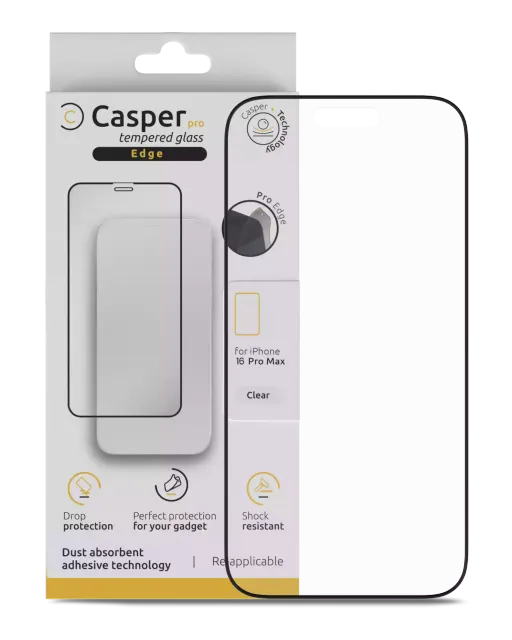 Ochranné sklo Casper Pro Edge pro iPhone 16 Pro Max / 17 Pro Max / 18 Pro Max (v krabičce) (průhledné)