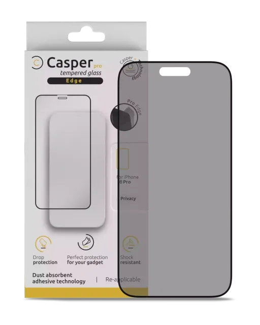 Ochranné sklo Casper Pro Edge pro iPhone 16 Pro / 17 / 17 Pro (v krabičce) (privátní)