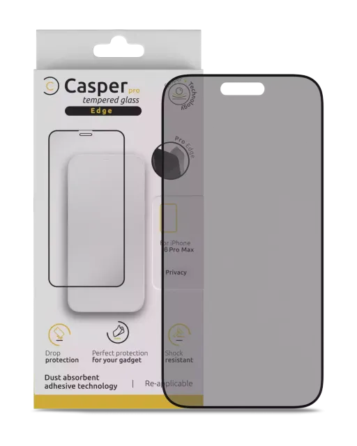 Ochranné sklo Casper Pro Edge pro iPhone 16 Pro Max / 17 Pro Max (v krabičce) (privátní)