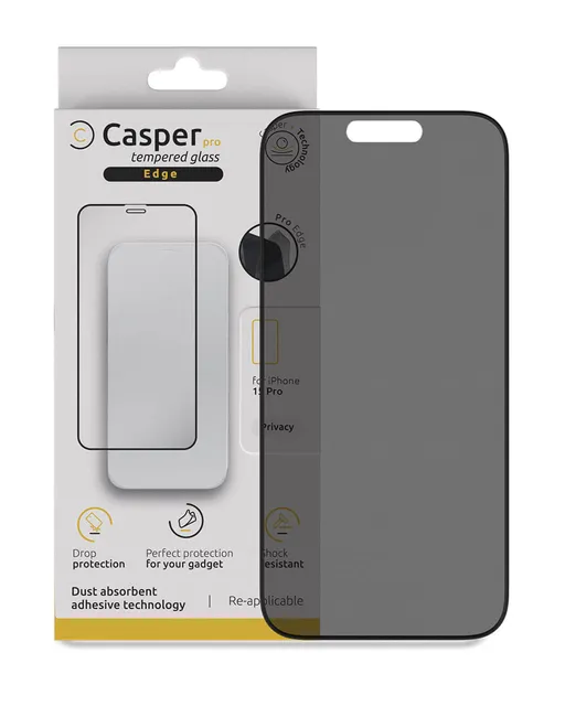 Ochranné sklo Casper Pro Edge pro iPhone 15 Pro (v krabičce) (privátní)