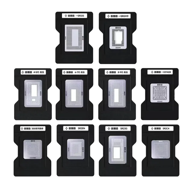 10 in 1 CPU BGA Reballing Stencil platforma sada pro MacBooks (SR40B / SR2EN / SR23G / SSR2C4 / G31428 / SRGM9 / SR32S)