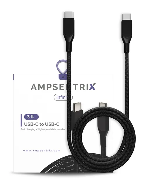 Kabel USB Type C na USB Type C (1 m / 3 ft) (AmpSentrix Infinity) (černá)