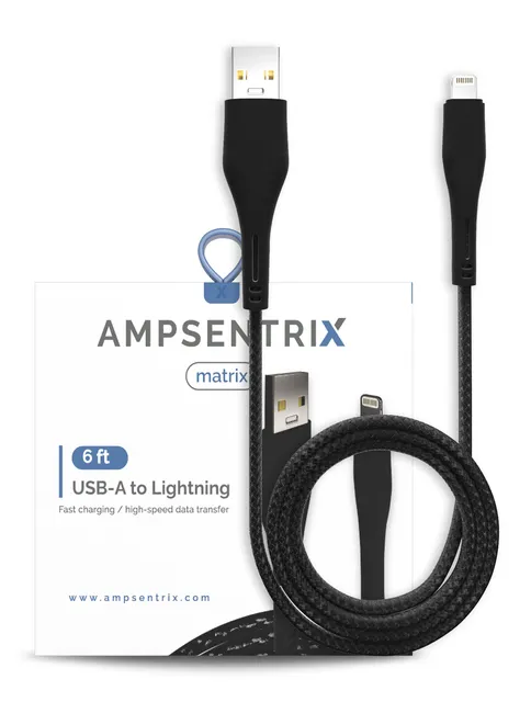 Kabel USB Type A na Lightning (Non-MFI) (1.8 m / 6 ft) (AmpSentrix Matrix) (černá)