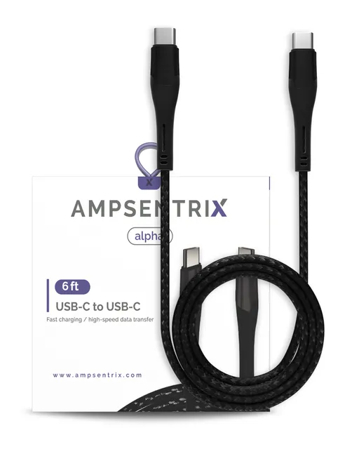 Kabel USB Type C na USB Type C (1.8 m / 6 ft) (AmpSentrix Alpha) (černá)