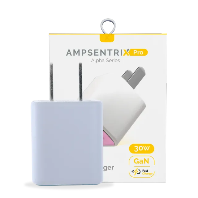 AmpSentrix Pro 30W 2v1 USB-C / USB-A GaN síťový adaptér (růžová)