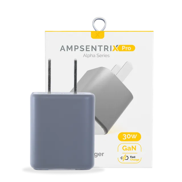 AmpSentrix Pro 30W 2v1 USB-C / USB-A GaN síťový adaptér (přírodní titan)