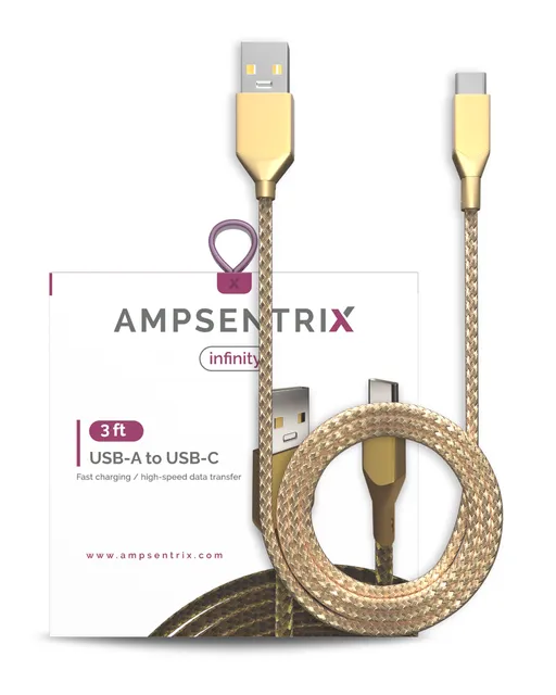 Kabel USB Type C na USB Type A (1 m / 3 ft) (AmpSentrix Infinity) (zlatá)