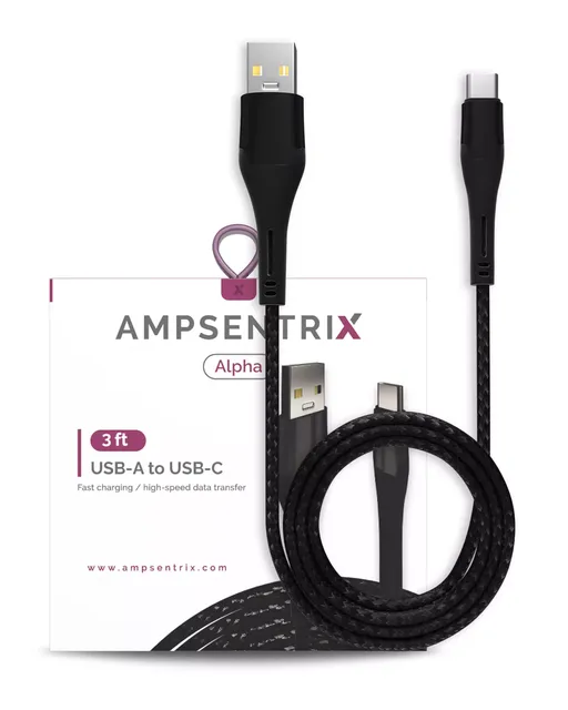 Kabel USB Type C na USB Type A (1 m / 3 ft) (AmpSentrix Alpha) (černá)