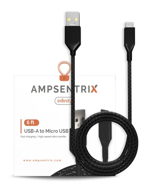 Kabel Micro USB na USB Type A (1.8 m / 6 ft) (AmpSentrix Infinity) (černá)