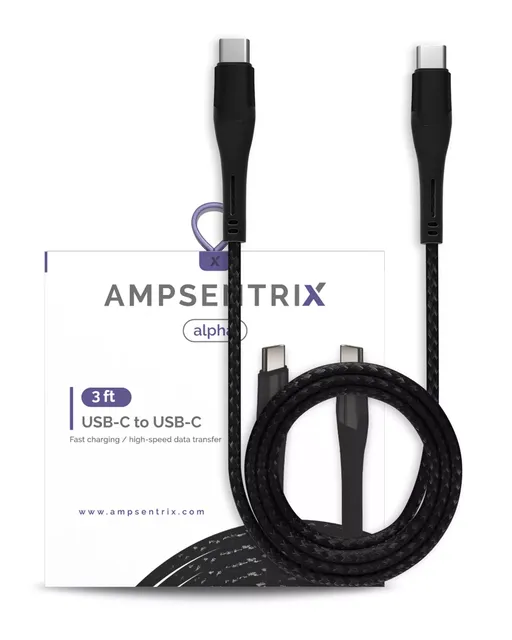 Kabel USB Type C na USB Type C (1 m / 3 ft) (AmpSentrix Alpha) (černá)