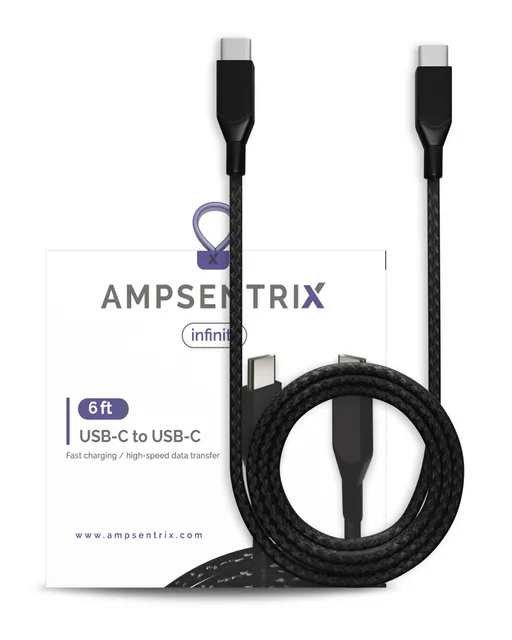 Kabel USB Type C na USB Type C (1.8 m / 6 ft) (AmpSentrix Infinity) (černá)